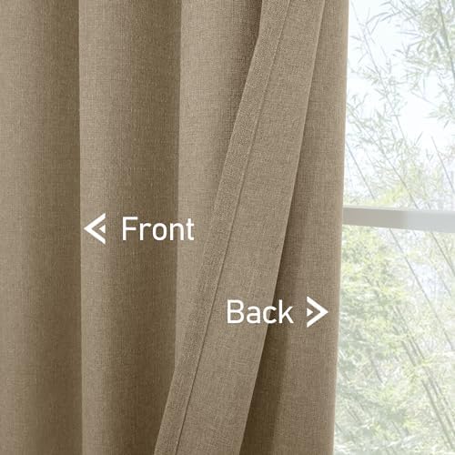 LAMIT Linen Textured Curtains for Living Room 95 inches Long, Tan