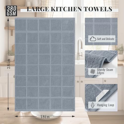 Homaxy 100% Cotton Kitchen Towels 18"x28", 4 Pack Dish Towels, Grey