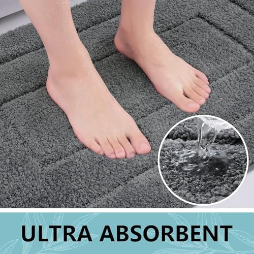Buganda Microfiber Bathroom Rugs 59x24, Soft Shaggy Absorbent Bath