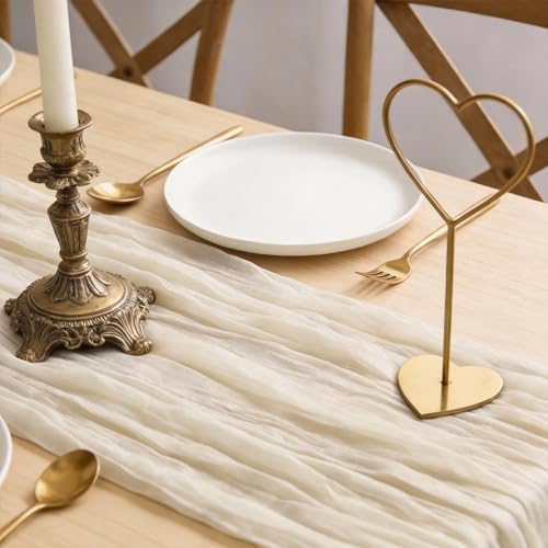 Beige Cheesecloth Table Runner 35x120 Inches Ivory Gauze Rustic Boho