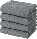 Homaxy 100% Cotton Terry Kitchen Towels(15" x 25", 4 Pack), Dark Grey