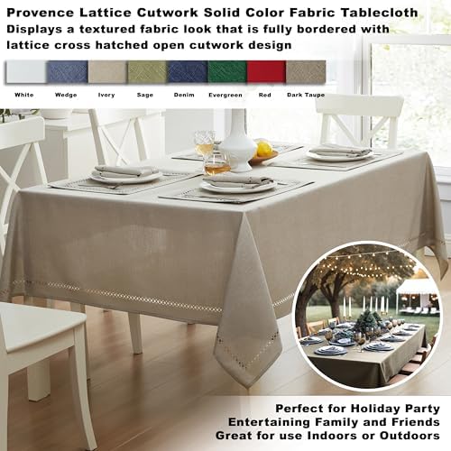 Newbridge Holiday Provence Lattice Taupe 52 x 70 Rectangle Tablecloth