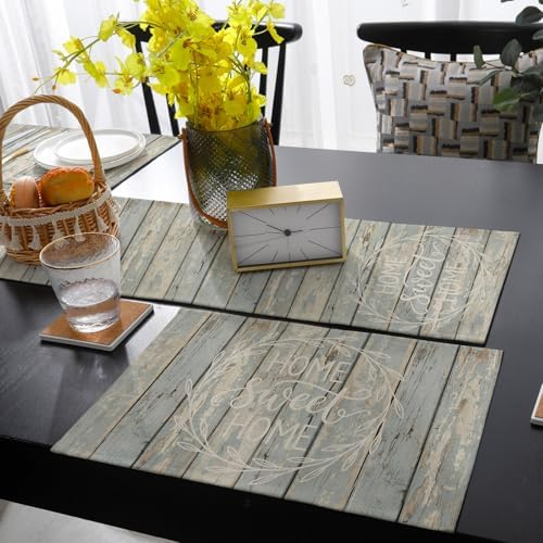 Farmhouse Table Runner and Placemats for Dining Table,Burlap Coffee