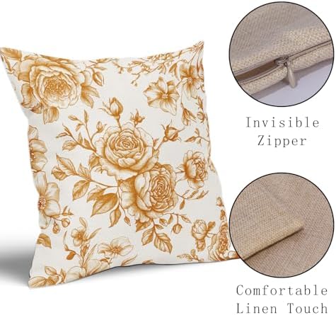 Yellow and Cream Floral Throw Pillow Covers Yellow Cushion Case 20 x
