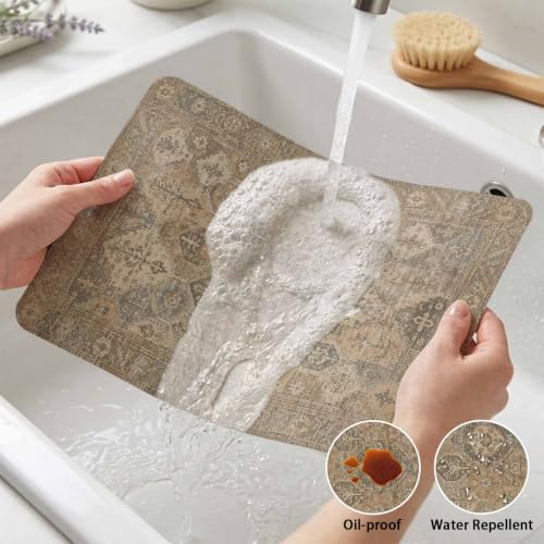 Central Medallion Placemats Set of 6 Vintage Abstract Traditional