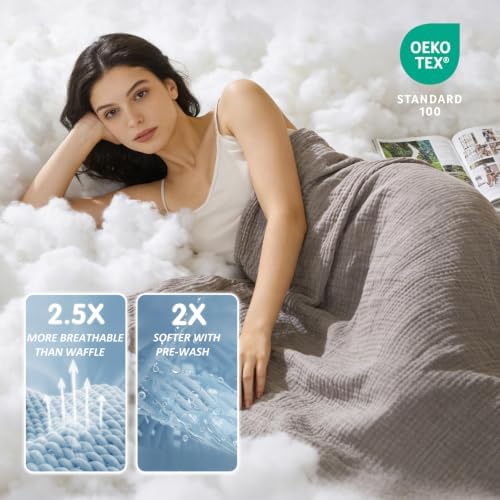 EMME Muslin Cotton Blanket Adults Heather Brown Queen 90"x90"