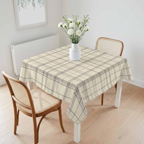 Square Tablecloth, Minimalist Farm Lattice Grid Waterproof Table Cloth