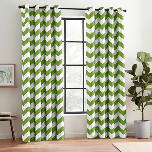 Melodieux Chevron Room Darkening Blackout Grommet Top Curtains, 52 by
