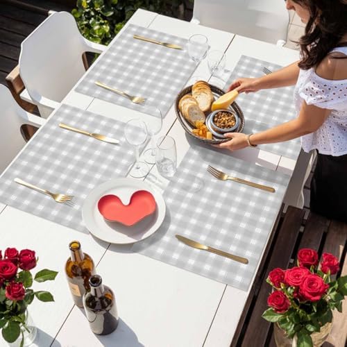 Placemats Set of 8, Pastoral Gray Buffalo Plaid Table Mats Washable