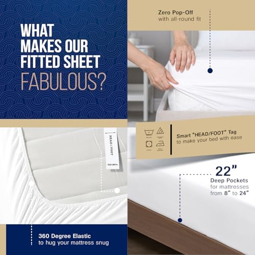 TEXAS LINEN CO. Premium Egyptian Cotton California King Size Fitted