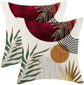 Boho Pillow Covers 18x18 Set of 2 Mid Century Burgundy Red Green Gold