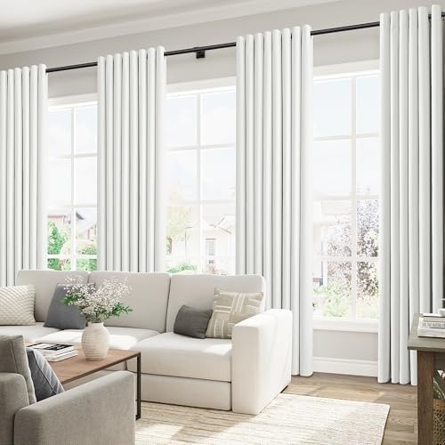 Jowels Ivory Linen Grommet Blackout Curtains 108 Inches Long for