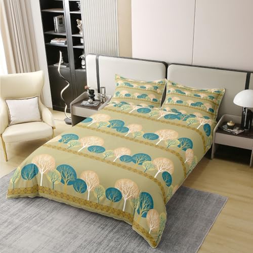Erosebridal Boho Trees Duvet Cover Set Abstract Beige 100% Cotton