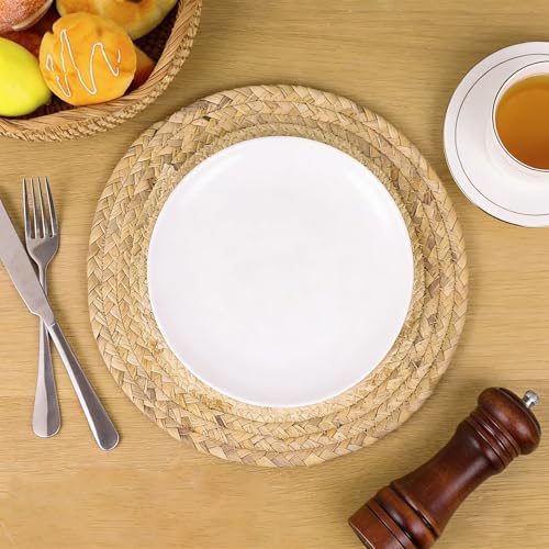 Boho Farmhouse Handmade Woven Placemats, Set of 8 - Natural Gourd