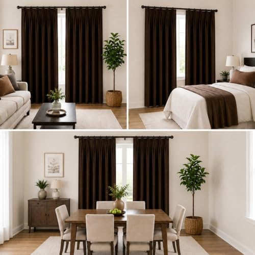 Room Darkening Thermal Insulated Double Pinch Pleated Blackout Curtain