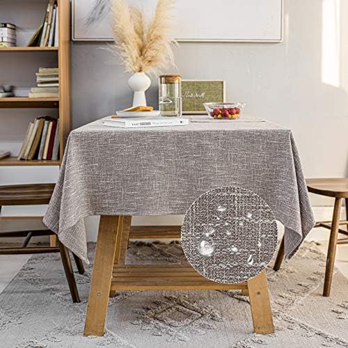 Waterproof Linen Tablecloths Rectangle Dining(70"x110") Gray Coffee