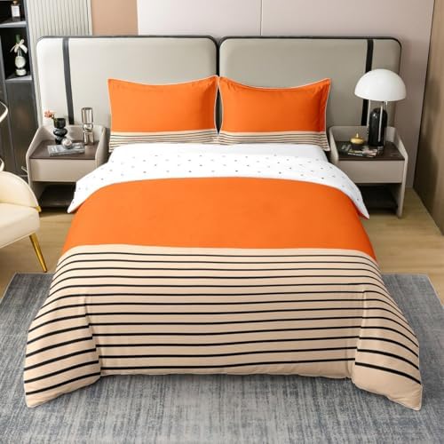 Erosebridal Geometric Simple Striped 100% Cotton Duvet Cover King for