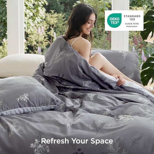 Bedsure Duvet Cover Queen Size - Reversible Floral Duvet Cover Set