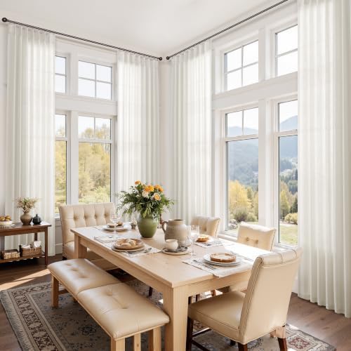 Joywell Extra Long Linen Pinch Pleated Curtains 120 Inch 4 Panels
