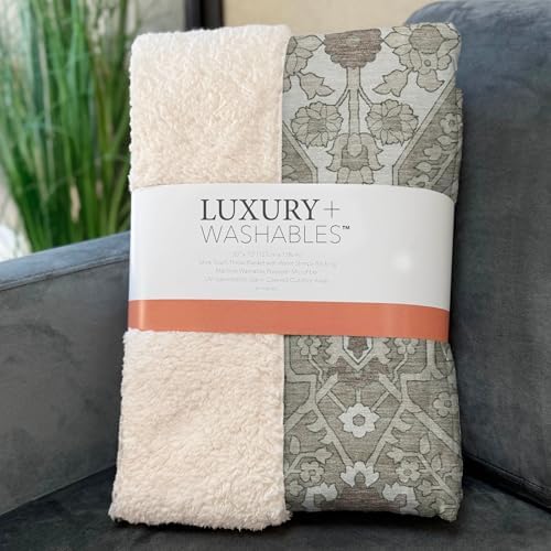 Addison Rugs ASB863 Taupe 50" x 70" Oversized Sherpa Throw Blanket