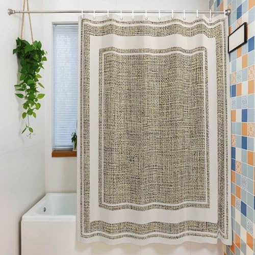 T&H XHome Classic Beige Shower Curtain 72 * 84IN, Water-Repellent