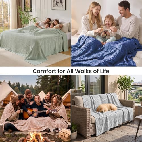 Cotton Blanket for King Size Bed, 108x90 Waffle Layering Blanket