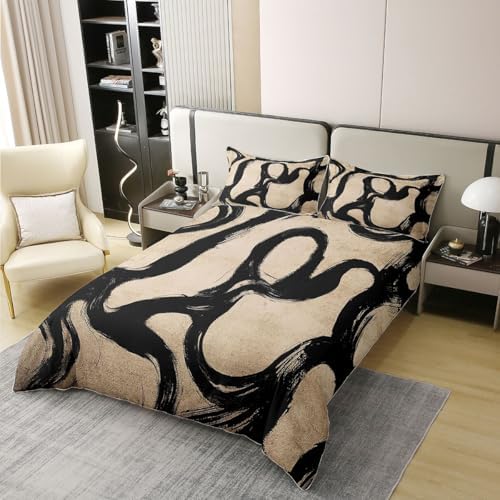 jejeloiu Abstract Boho Duvet Cover 100% Cotton Queen Size Boys Girls