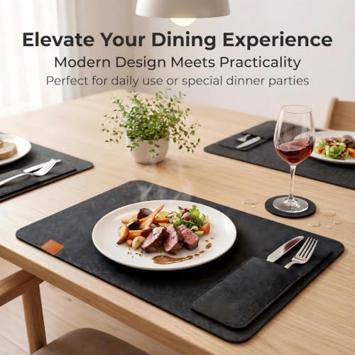 Felt Placemat Set of 18, 6 Placemats, 6 Coasters and 6 Cutlery Bags