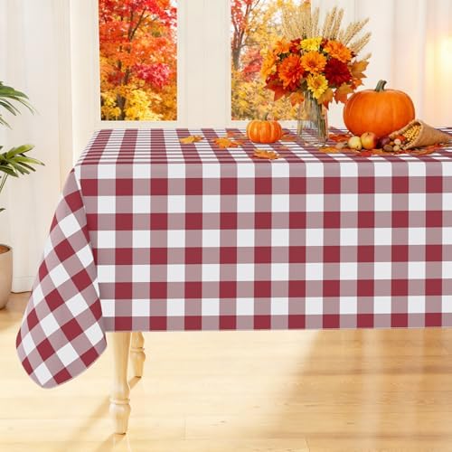 Smiry Christmas Table Cloth, Flannel Backed Vinyl Tablecloth, 60"x120"