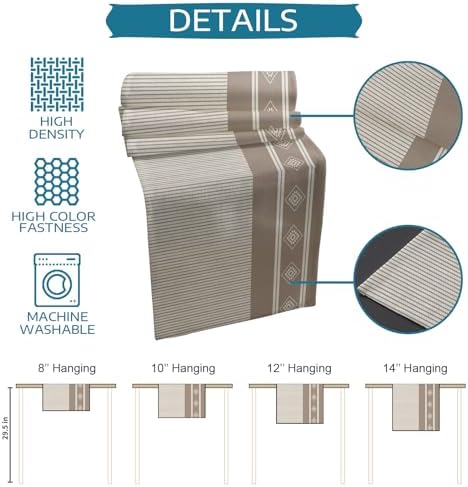 Brown Striped Table Runner and Placemats for Dining Table, Burlap