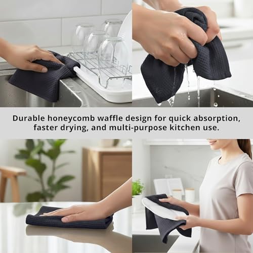 PurpleEssences Solid Kitchen Cloths, Dish Towel 15x25 Set of 4