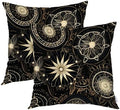 Batmerry Circular Patterns Floral Throw Pillow Covers, Black Gold