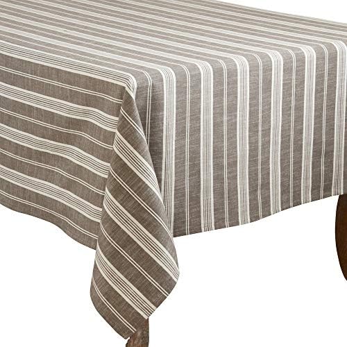 Fennco Styles Neutral Classic Multi Striped 100% Cotton Tablecloth 70