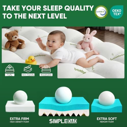 Queen Mattress Topper, Dual Layer 4.5" Memory Foam Mattress Topper