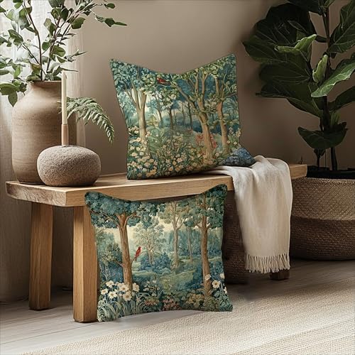Rustic Spring Forest Pillow Covers 18x18 Double-Sided, Cottagecore