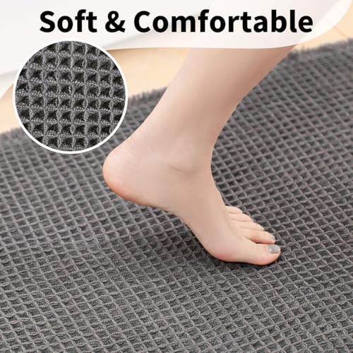 Bathroom Rugs Sets 2 Piece - Waffle Bath Mat Non Slip, Washable