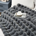 JONIYEAR Solid Thick Fuzzy Bubble Faux Rabbit Fur Blanket Twin Size