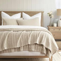 EVERGRACEHOME Stonewashed Cotton Quilt Set, King Size, Flax Beige