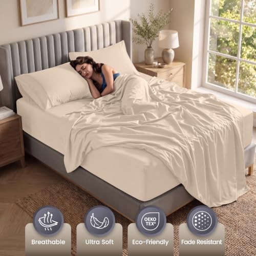 Extra Deep Pocket California King Sheet Set - 4PCs Fits Up to 21 In