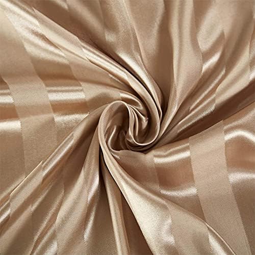 AiMay 6 Piece Satin Italian Style Bed Sheet Set Deep Pocket Striped