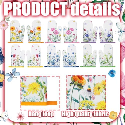 Fourluoo 6 Pairs Bulk Floral Oven Mitts, Heat Resistant, 6.7 x 9.8 in