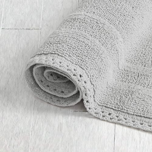 Laura Ashley Camilla 100% Cotton Oval Bath Mat with Crochet Border