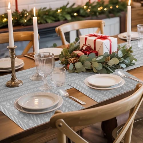 Placemats Set of 8, Abstract Classic Striped Washable Table Mats for