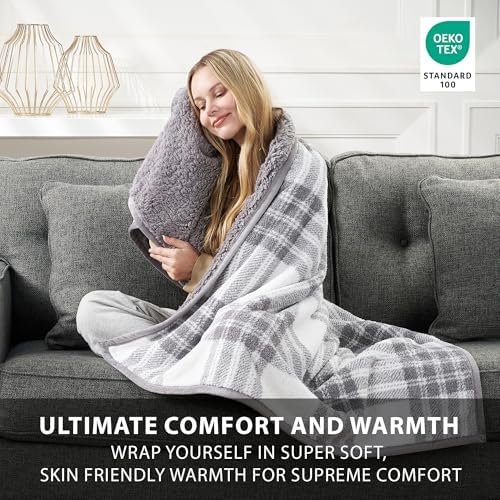 Reversible Soft Sherpa Throw Blanket - Cute and Cozy Thick Throw for