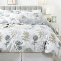 FADFAY Floral Duvet Cover Sets Queen Size 100% Cotton Ink Grey Vintage