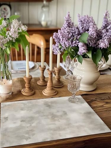 Vintage Beige Placemats for Dining Table Set of 4, Modern Abstract Art
