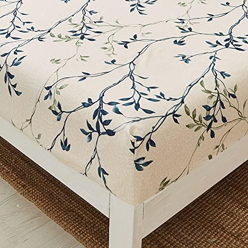 JSD Beige Leaves Printed Full Sheet Set Extra Deep Pocket