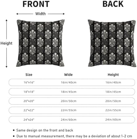 Vintage Black Cream Floral Block Print Decorative Pillow Covers 20x20