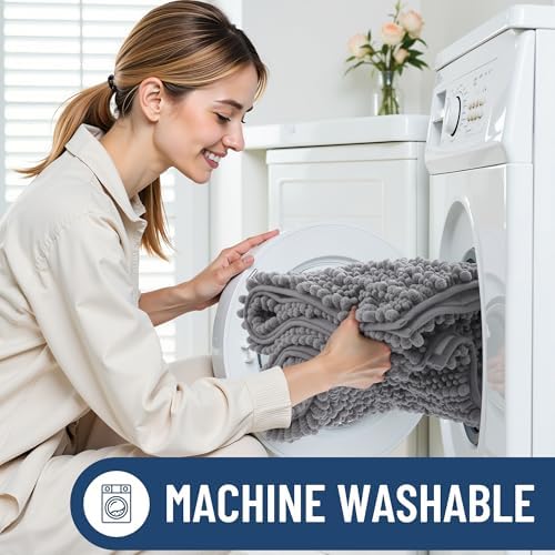 Smiry Bathroom Rugs 59X24, Extra Soft Rubber Backing Chenille Bath