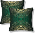 Vintage Floral Throw Pillow Covers 20x20 Inch Set of 2 Green Gold